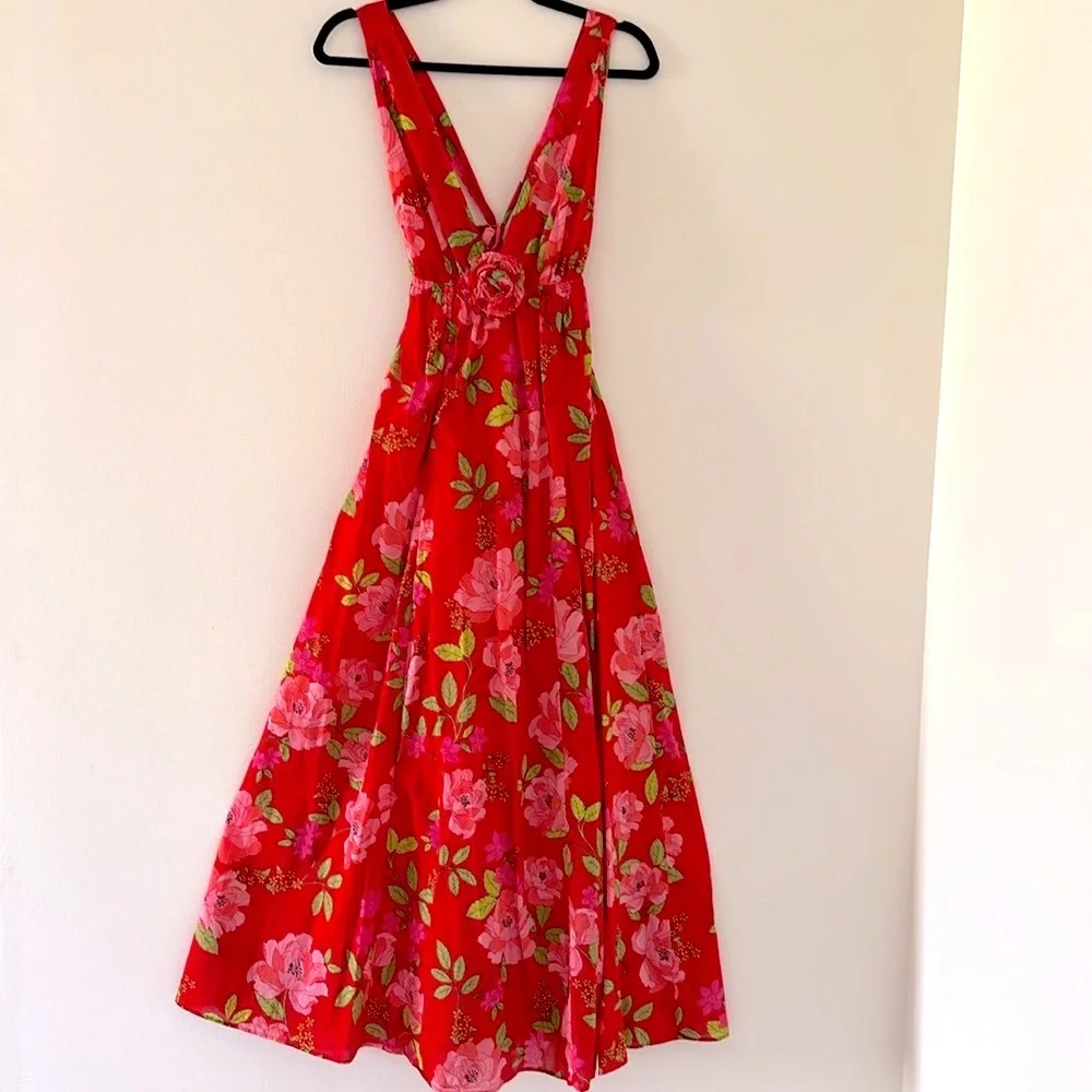 J.CREW Cotton voile rosette plunge maxi dress in peony vines - Picture 5 of 12